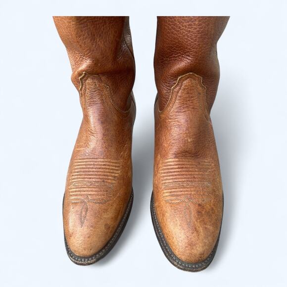 VTG Lucchese T3007 Rio Bravo Collar Stitch Leather Western Boots Brown Mens 8.5 - Picture 4 of 12